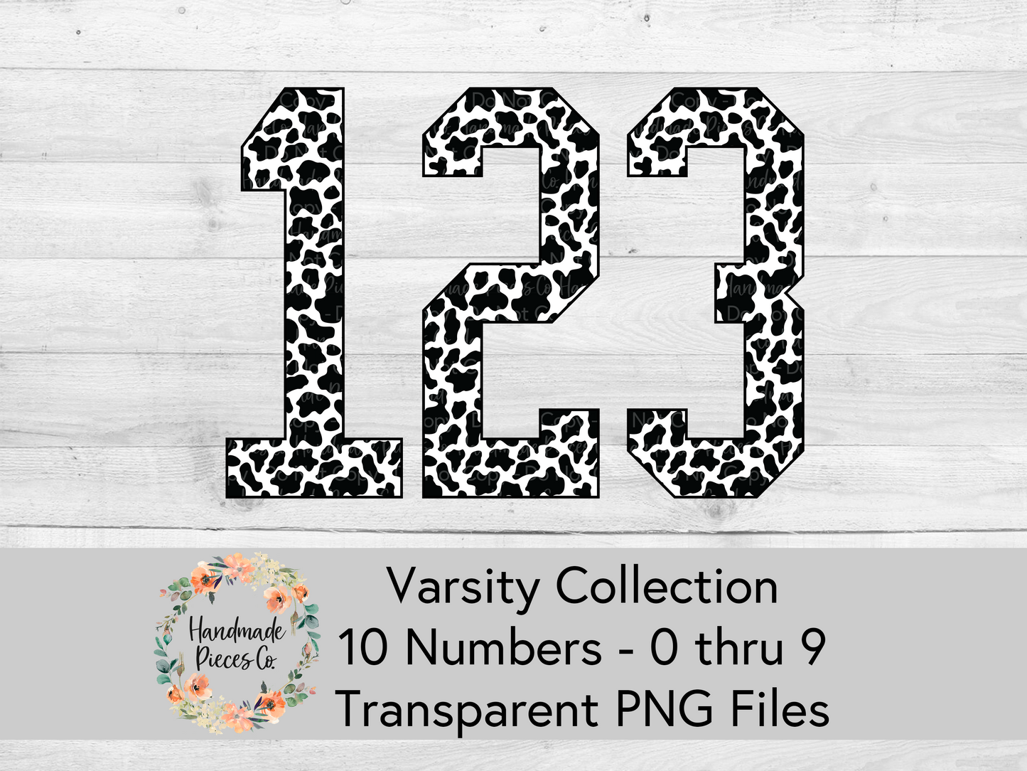 Cow, Black - Alpha and Number Set, Varsity Collection - Digital Download