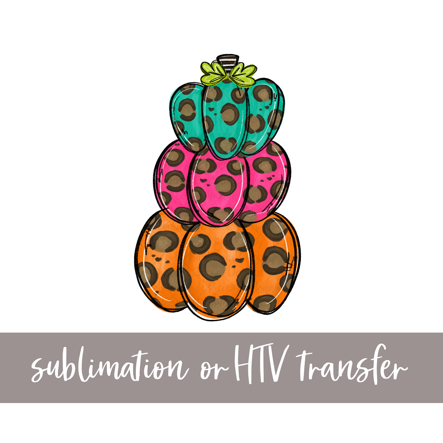 Pumpkin Trio, Stacked Colorful Orange - Sublimation or HTV Transfer