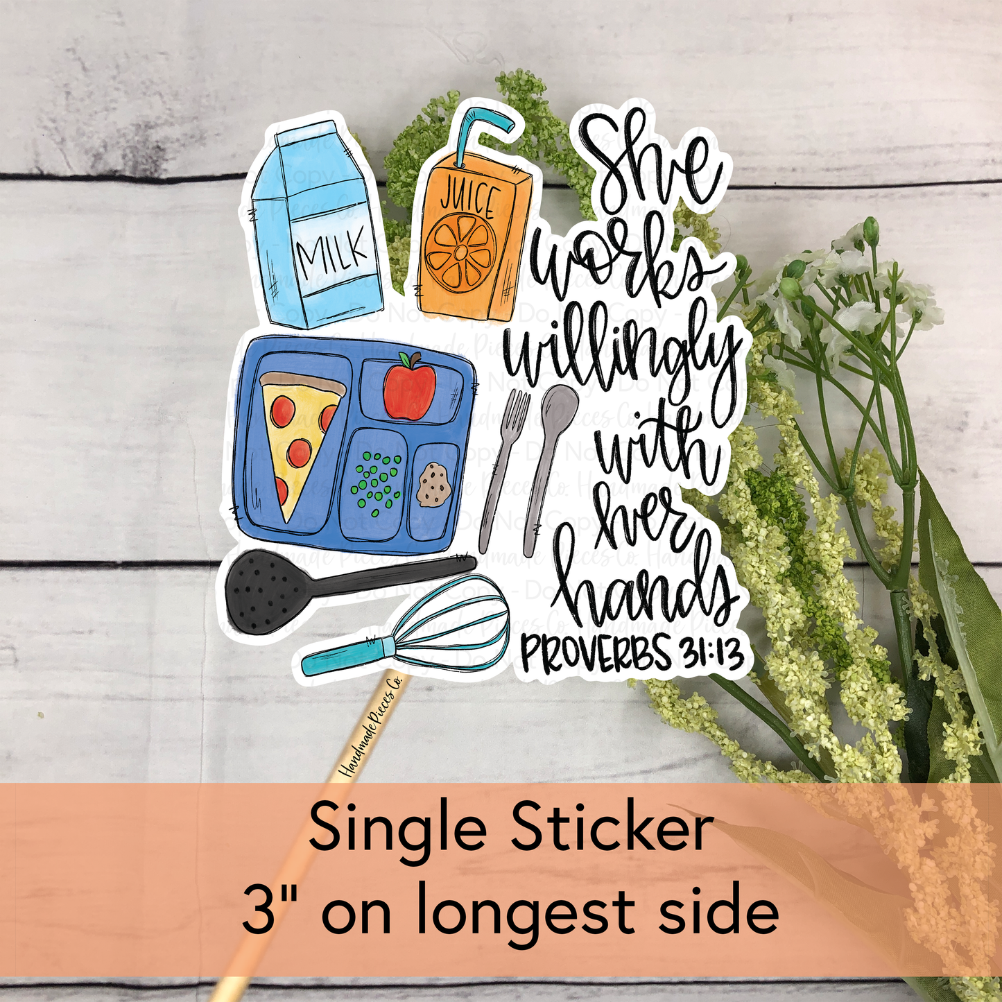 Cafeteria Worker, She Works Willingly - Vinyl Sticker