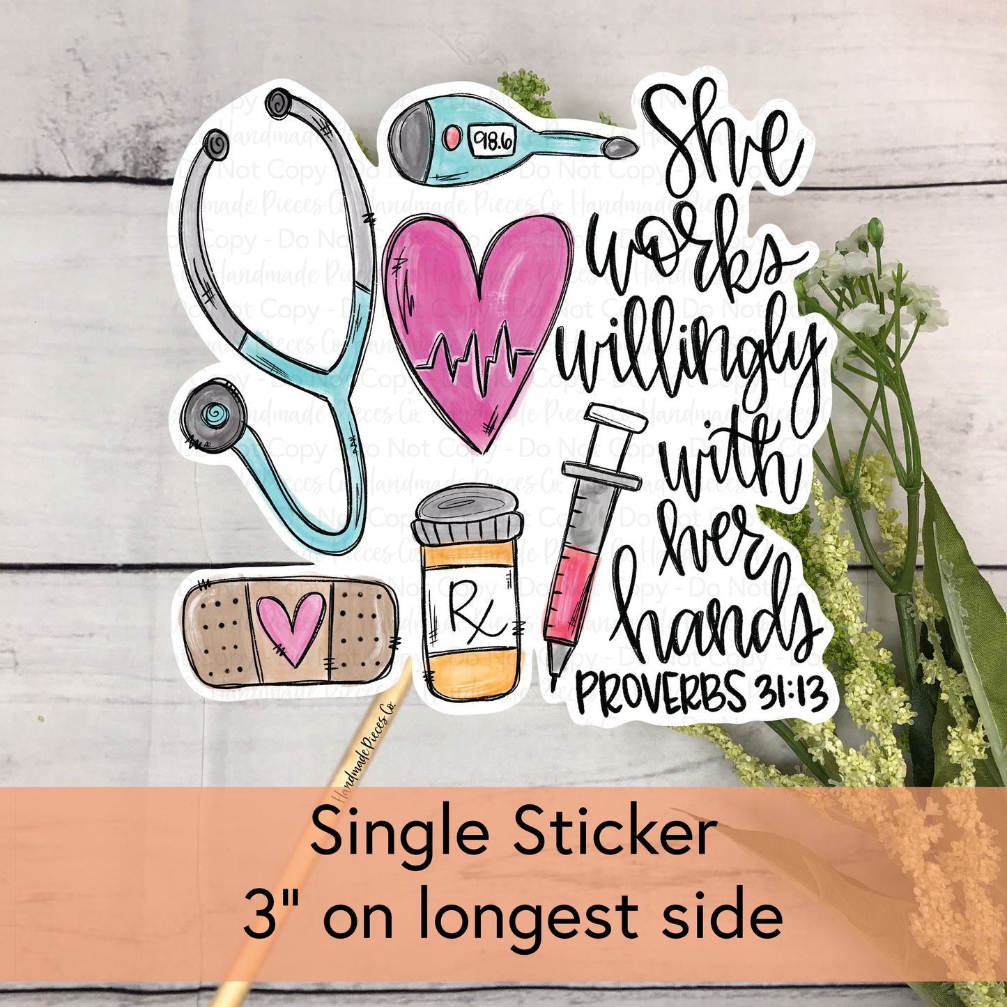 Nurse, She Works Willingly - Vinyl Sticker