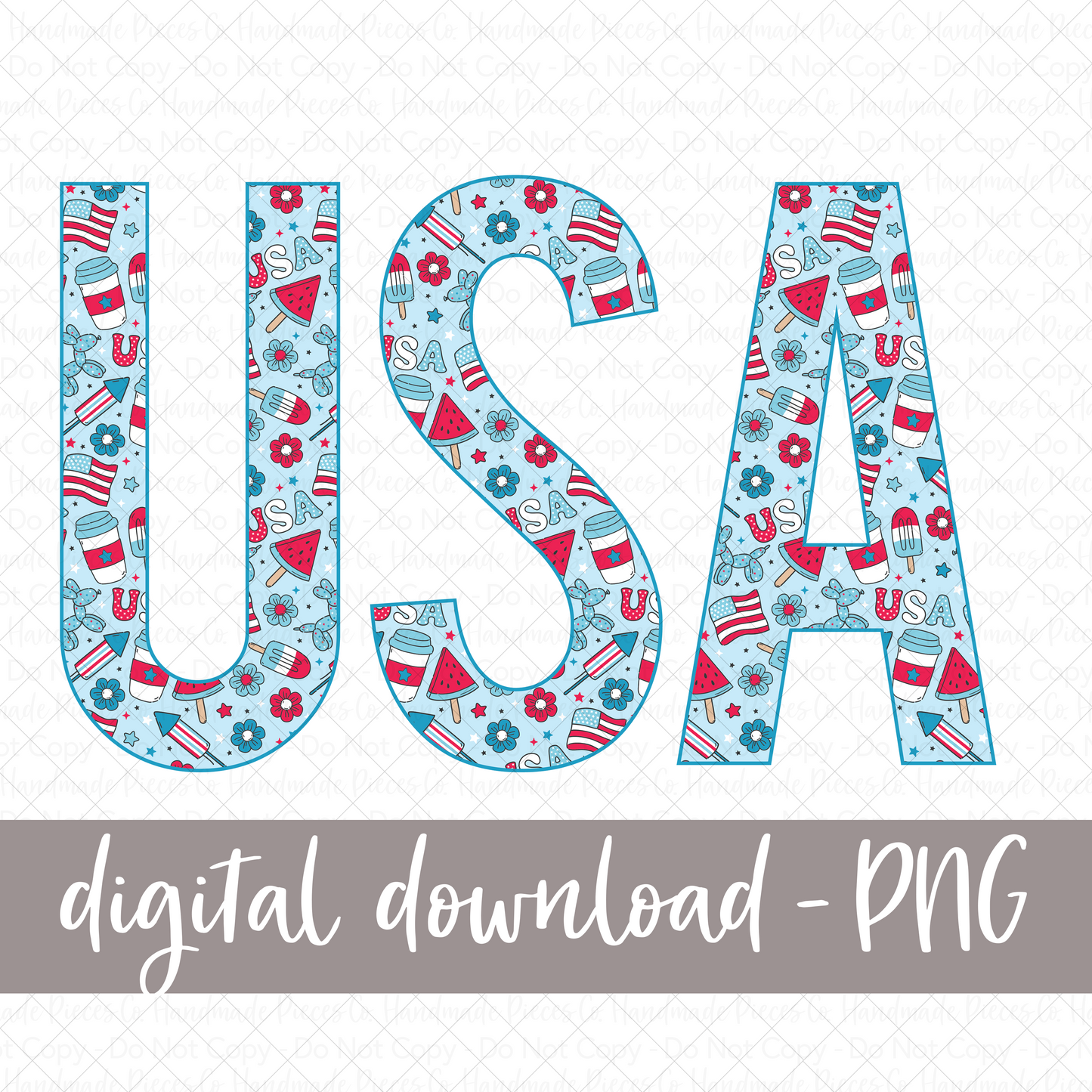 USA Blue Patriotic PNG - Digital Download