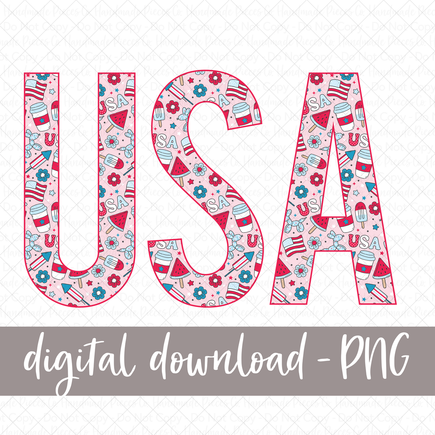 USA Red Patriotic PNG - Digital Download