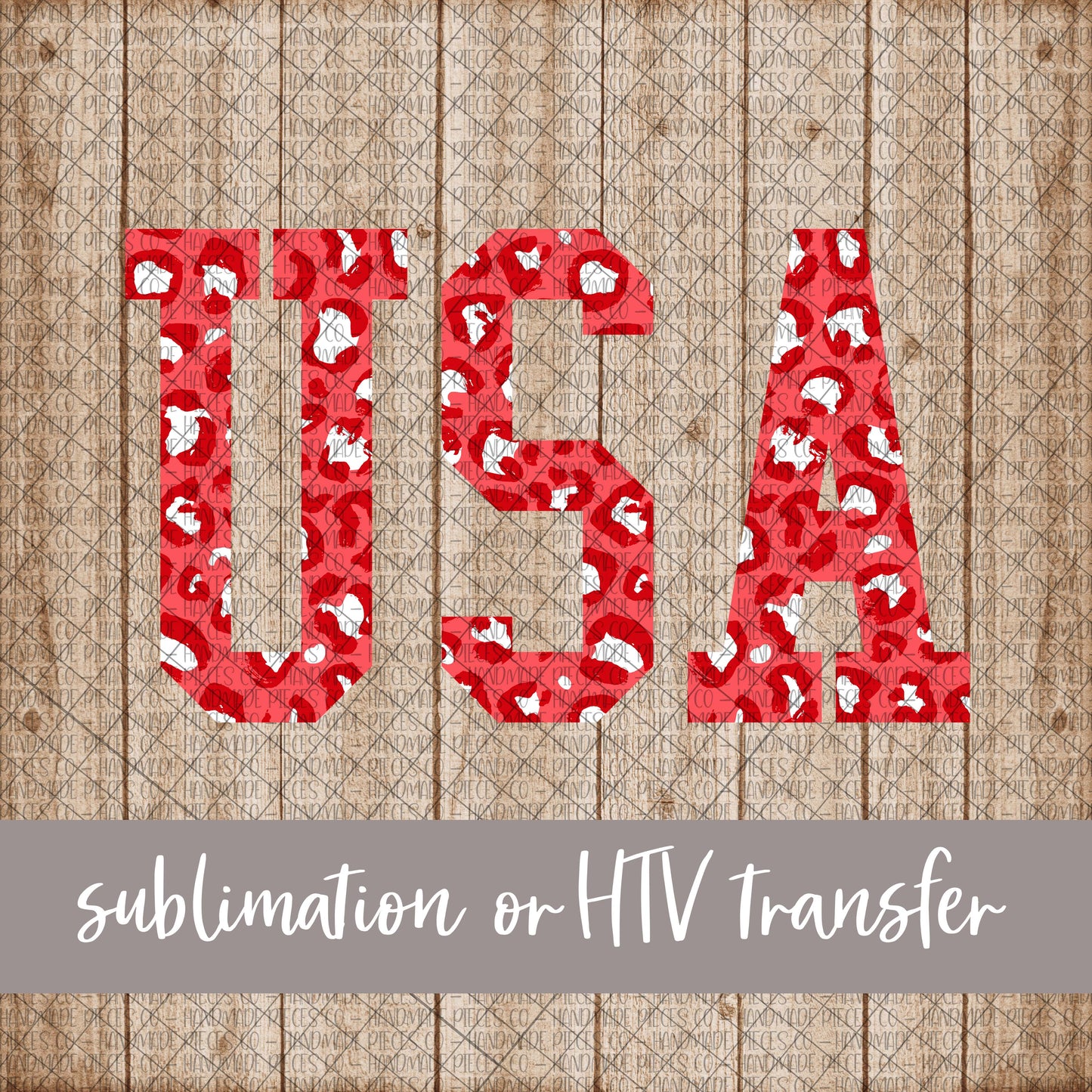 USA, Leopard Red - Sublimation or HTV Transfer