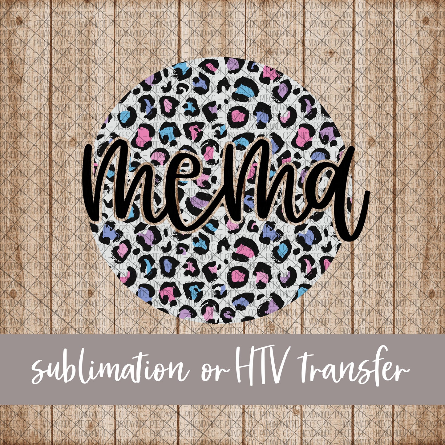 Mema Round, Leopard Spring Pastel - Sublimation or HTV Transfer