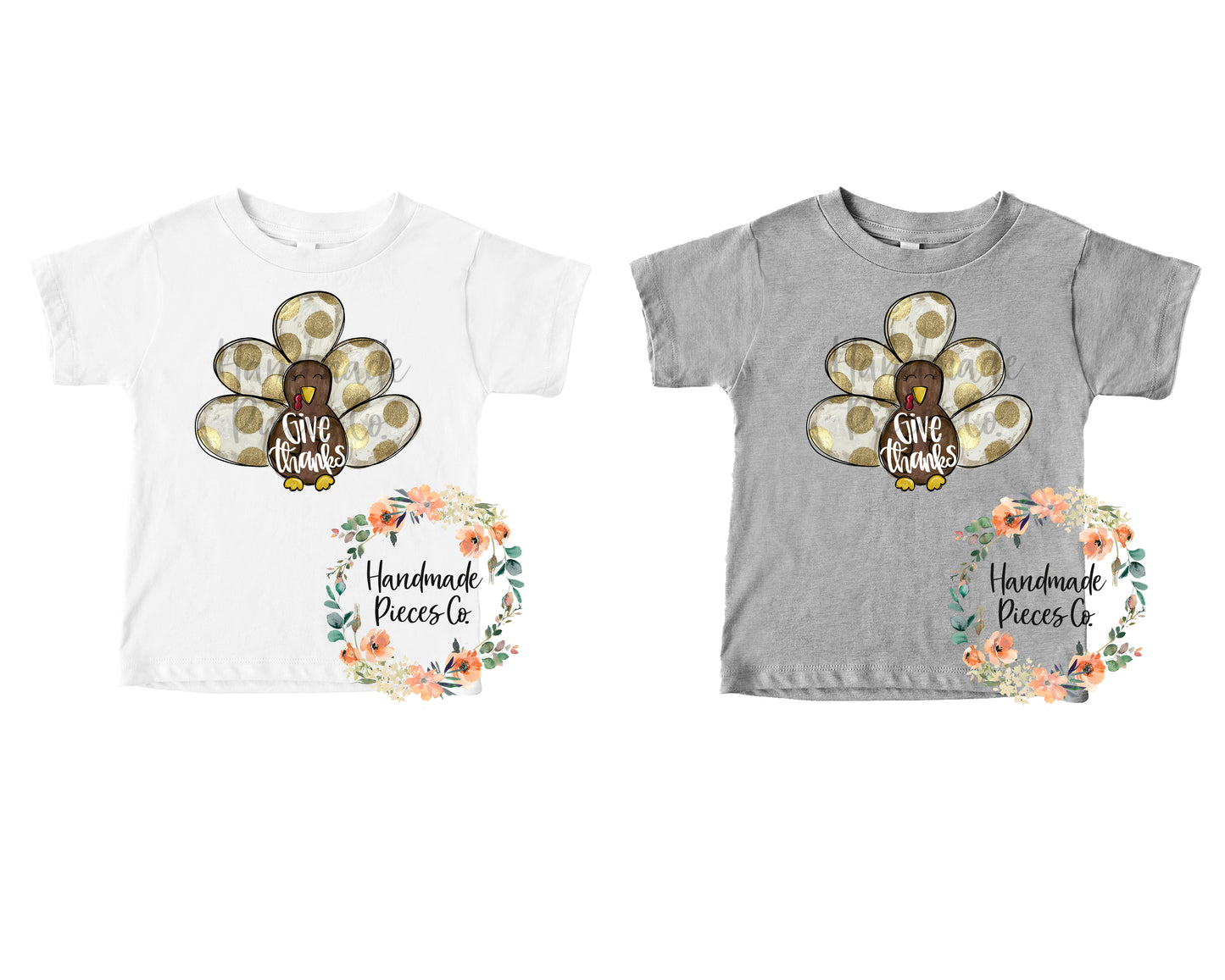 Turkey, Gold Glitter, Give Thanks - Sublimation or HTV Transfer