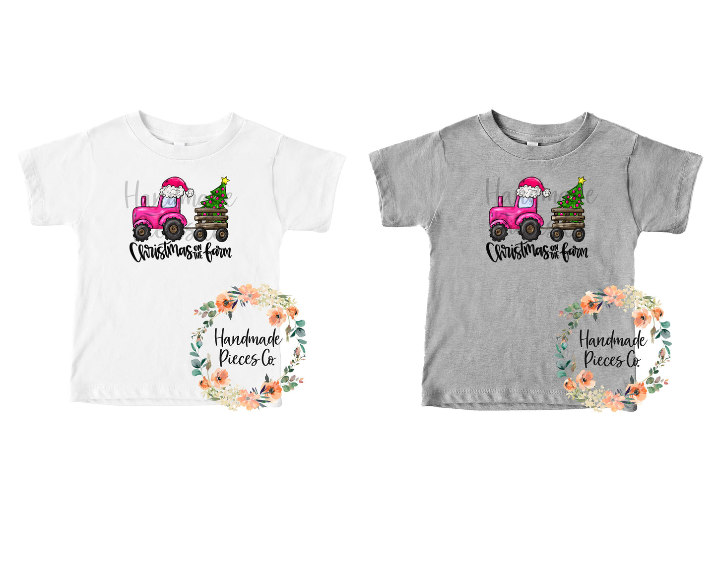 Christmas Tractor, Pink, Christmas on the Farm - Sublimation or HTV Transfer