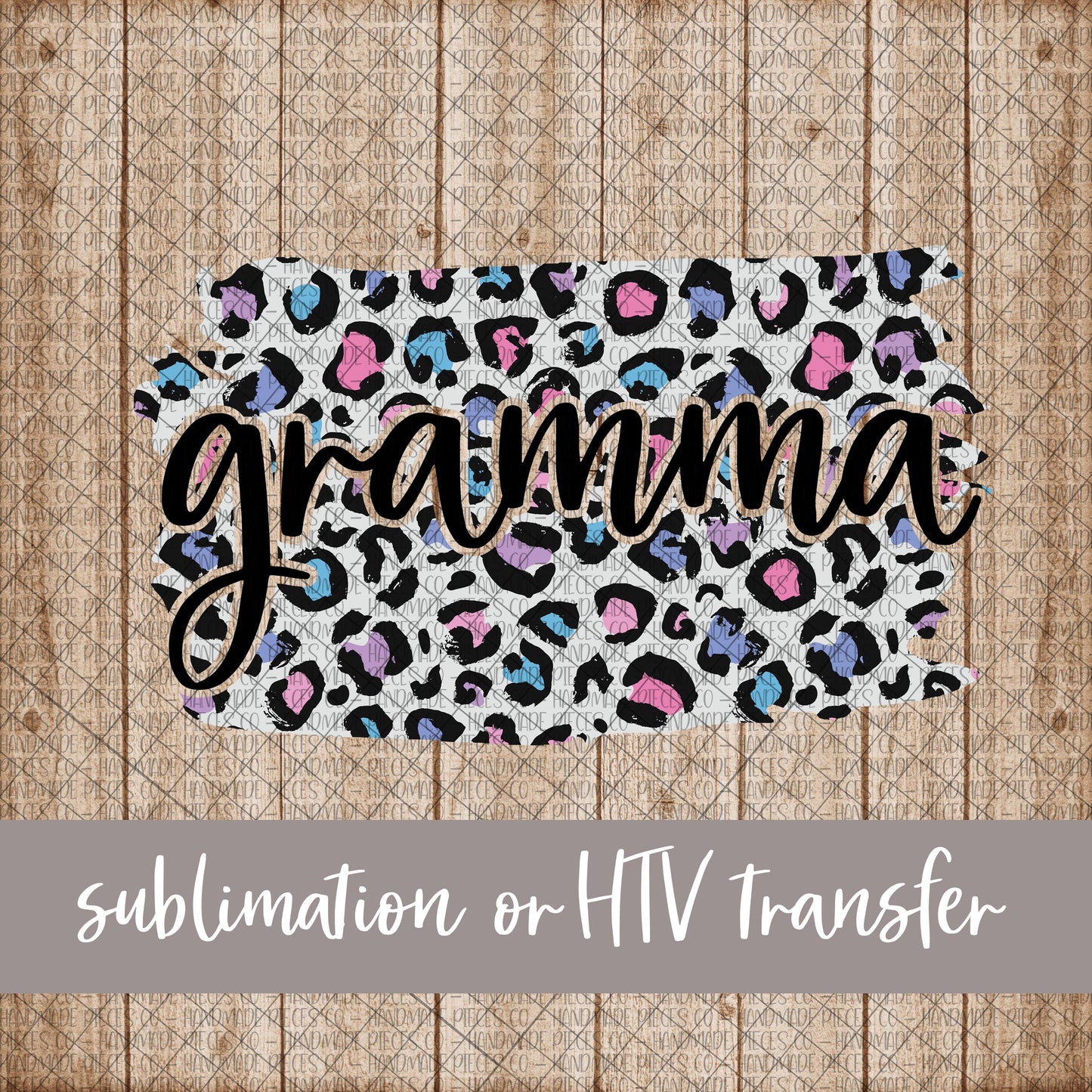 Gramma Brushstroke, Leopard Spring Pastel - Sublimation or HTV Transfer