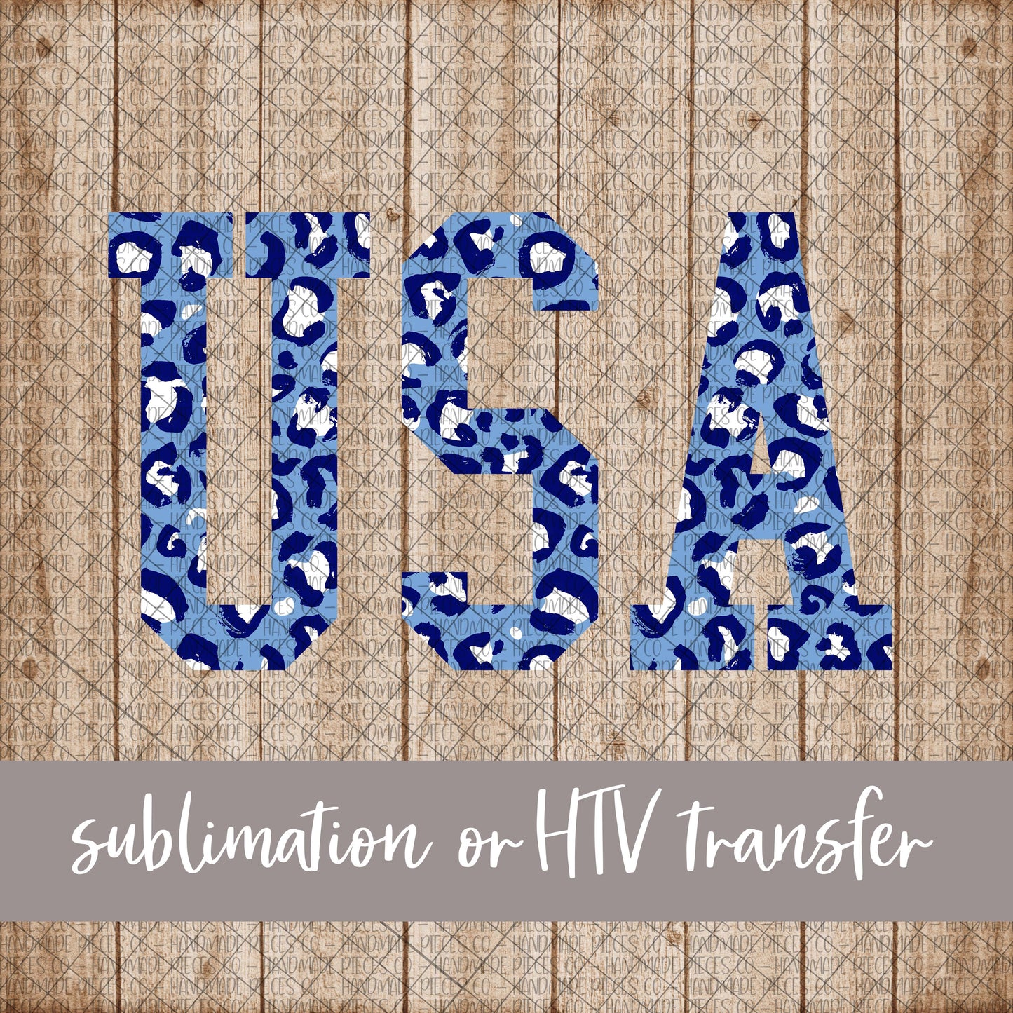 USA, Leopard Blue - Sublimation or HTV Transfer