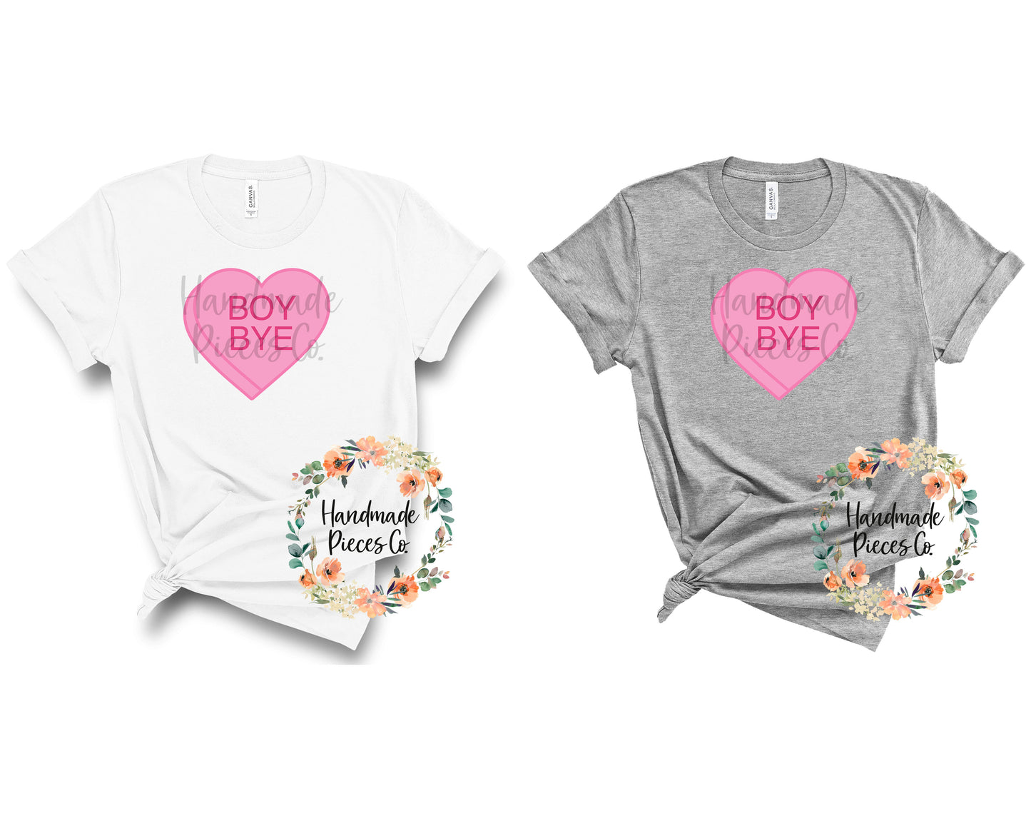 Boy Bye Candy Heart, Pink - Sublimation or HTV Transfer