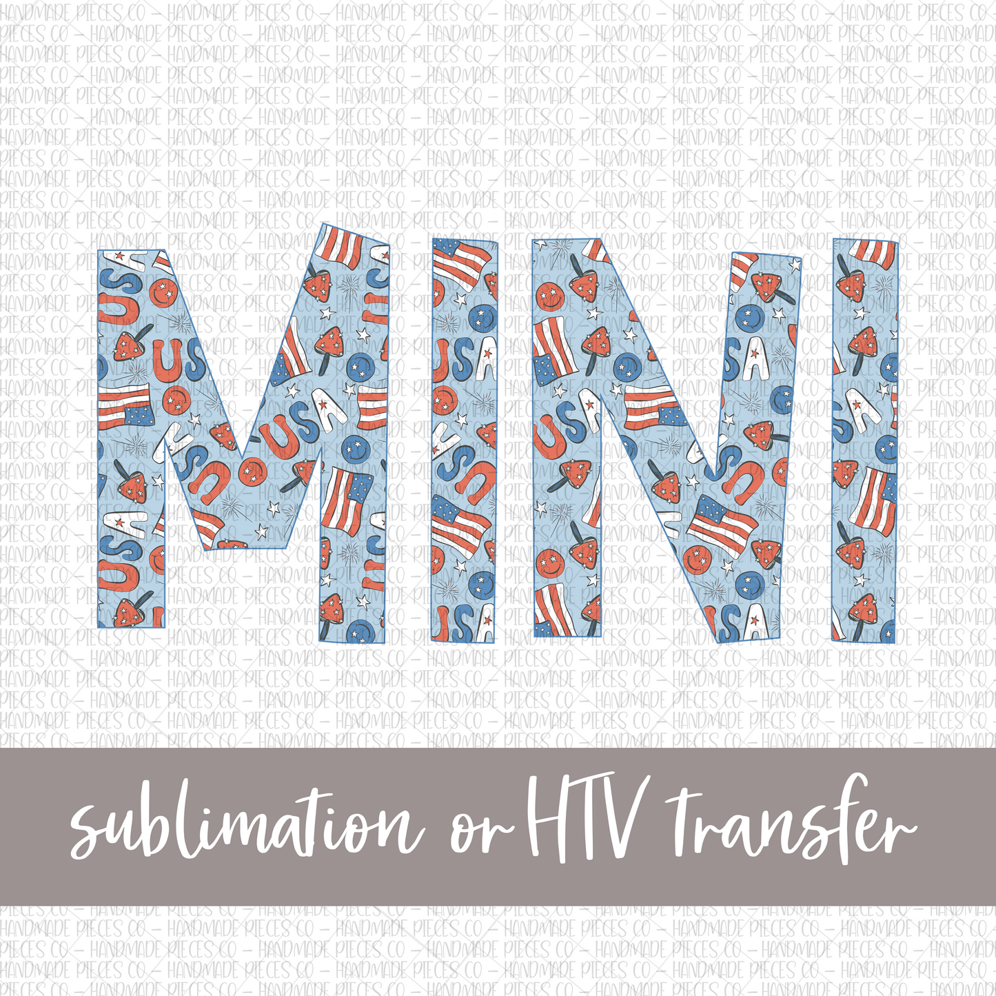 Mini, Patriotic Mix, Blue - Sublimation or HTV Transfer
