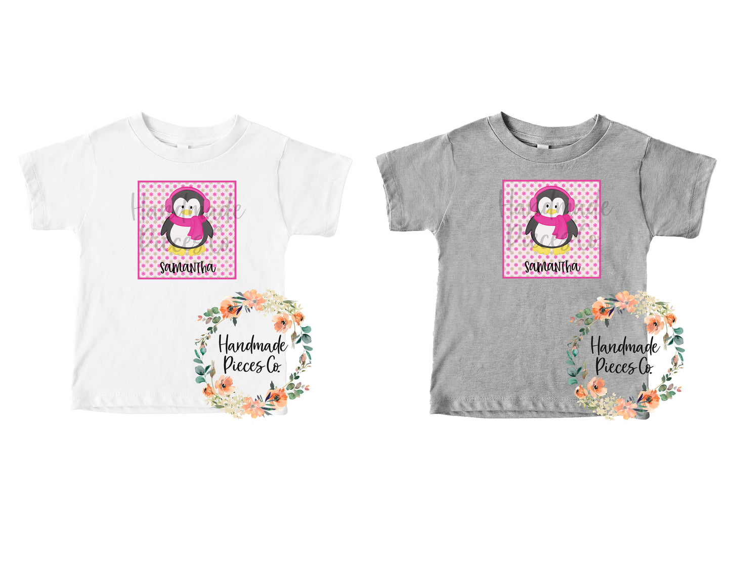 Penguin, Pink with Name - Sublimation or HTV Transfer