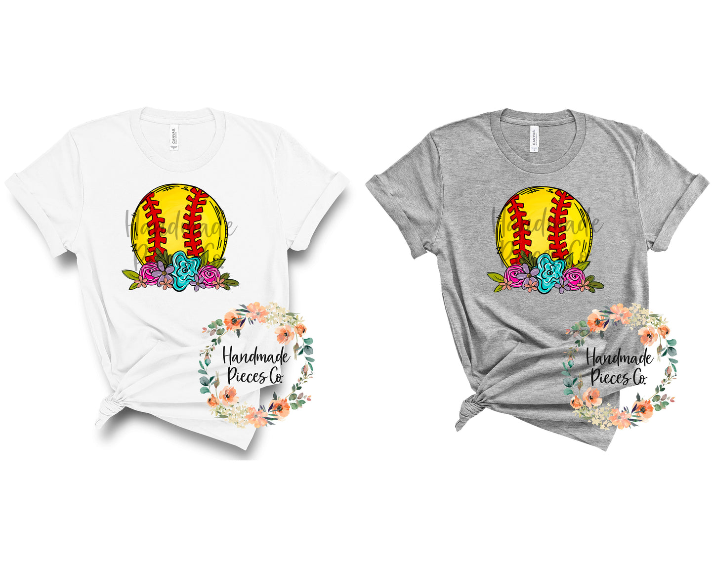 Softball, Floral - Sublimation or HTV Transfer
