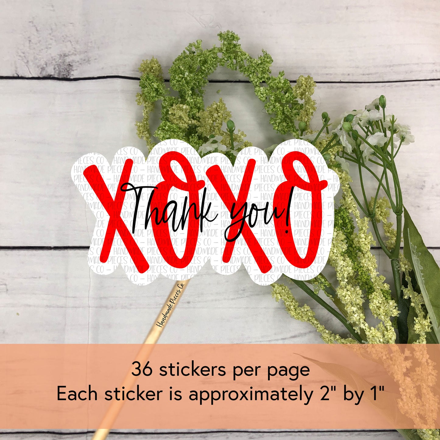 XOXO Thank You Packaging Sticker - Valentine's Day Theme