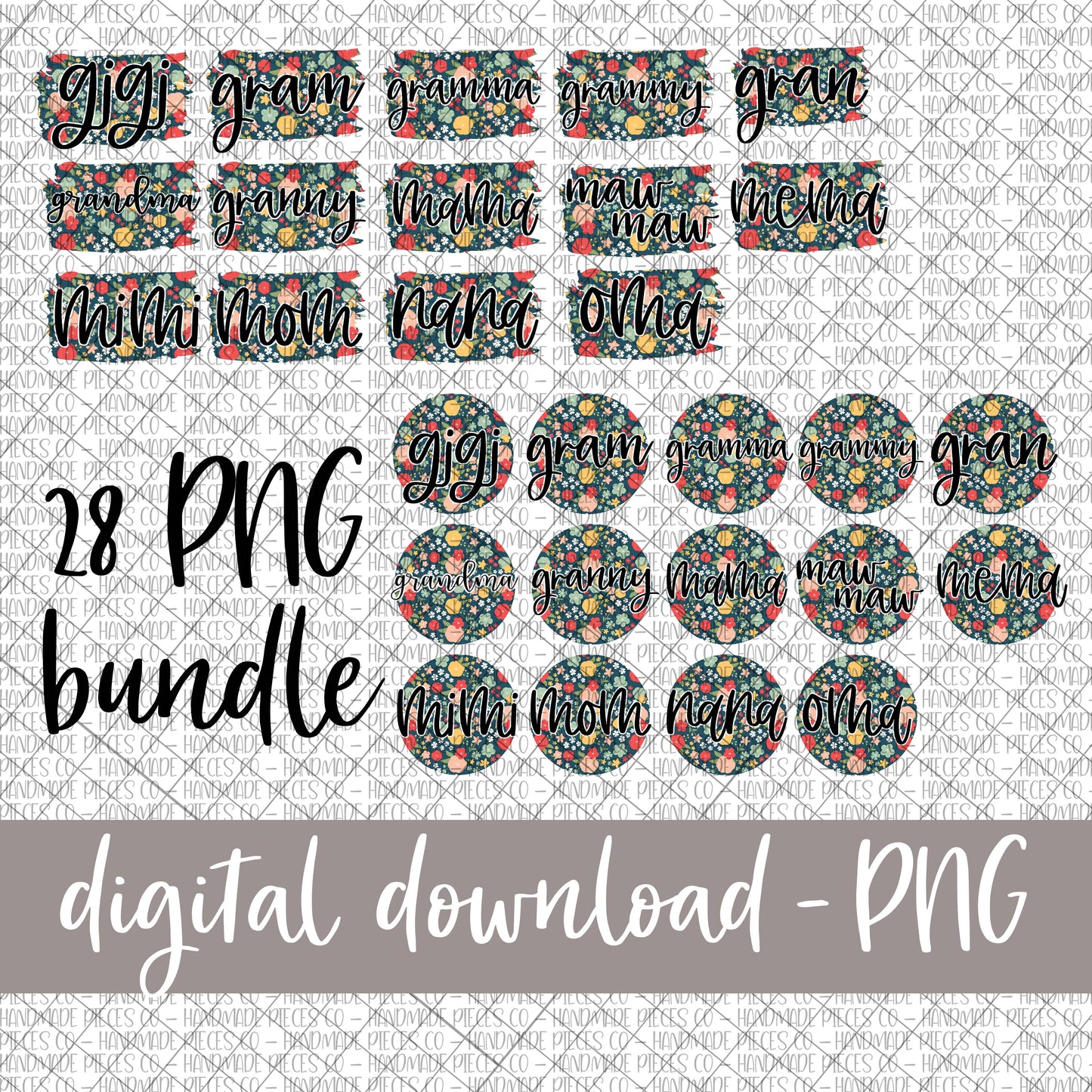 Mother's Day Name Bundle, Floral 6 - Digital Download