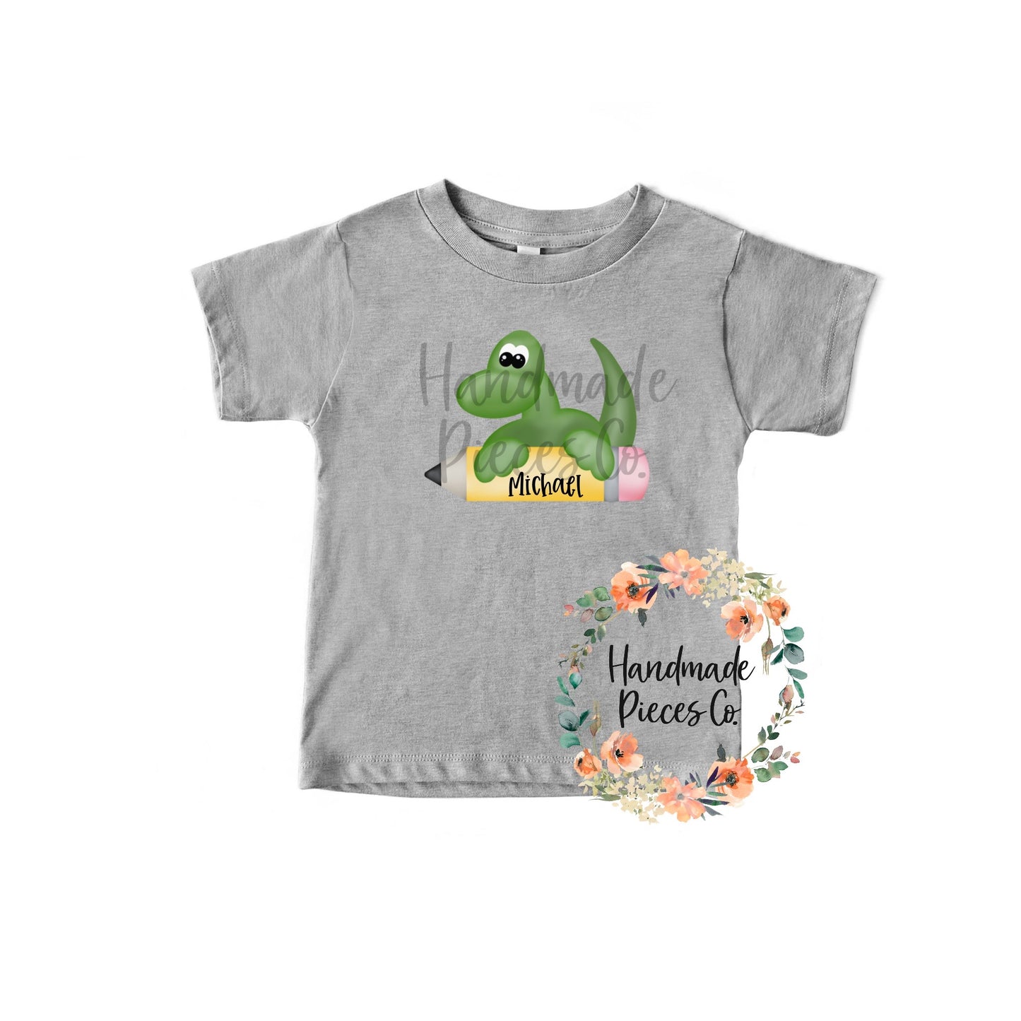Dinosaur, Pencil - Name Optional - Sublimation or HTV Transfer
