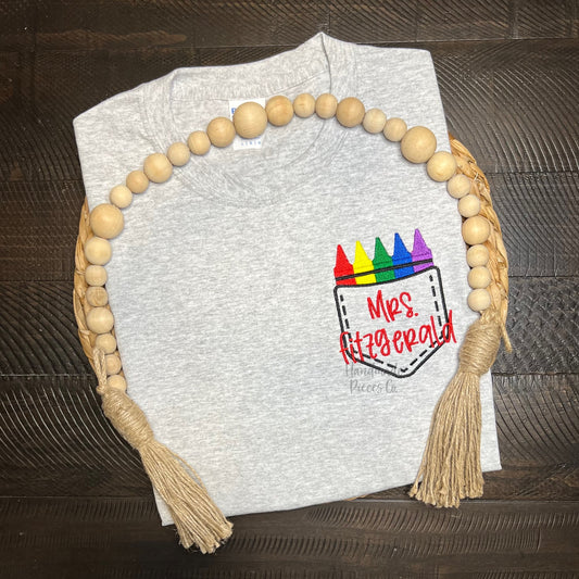 Crayon Pocket with Name Embroidered Garment - Adult