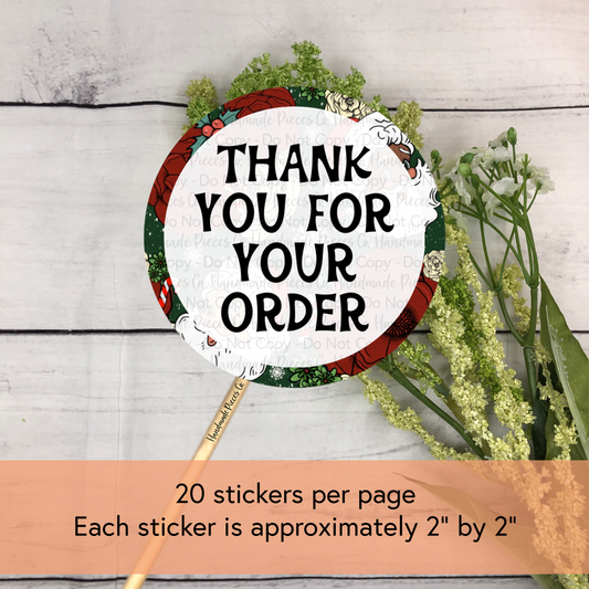 Thank You for Your Order - Packaging Sticker, Happy Holidays Theme