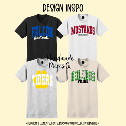 School Mascot Design Bundle - Varsity Arched Letters, Canva Template (37 Mascots) - Digital Download