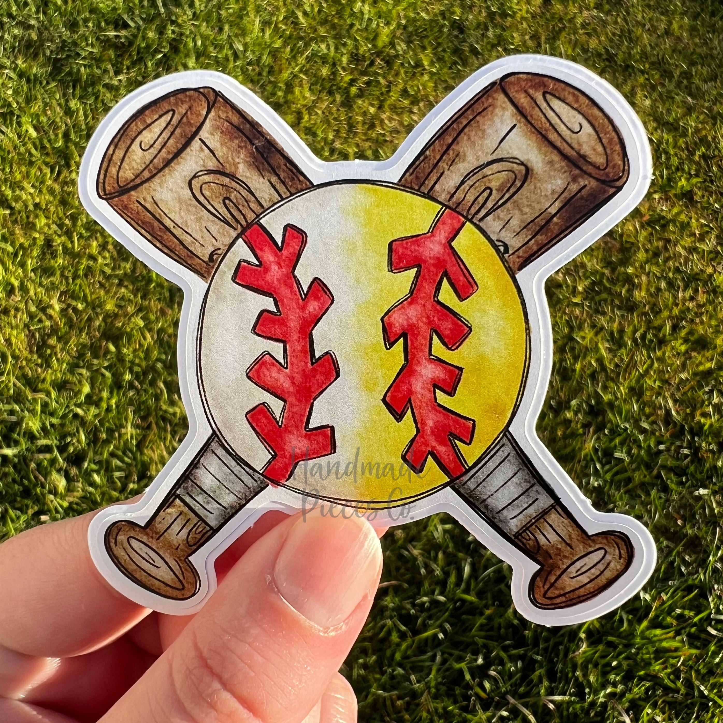 Baseball and Softball with Bats - Vinyl Sticker – Handmade Pieces Co.