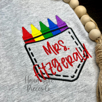 Crayon Pocket with Name Embroidered Garment - Adult