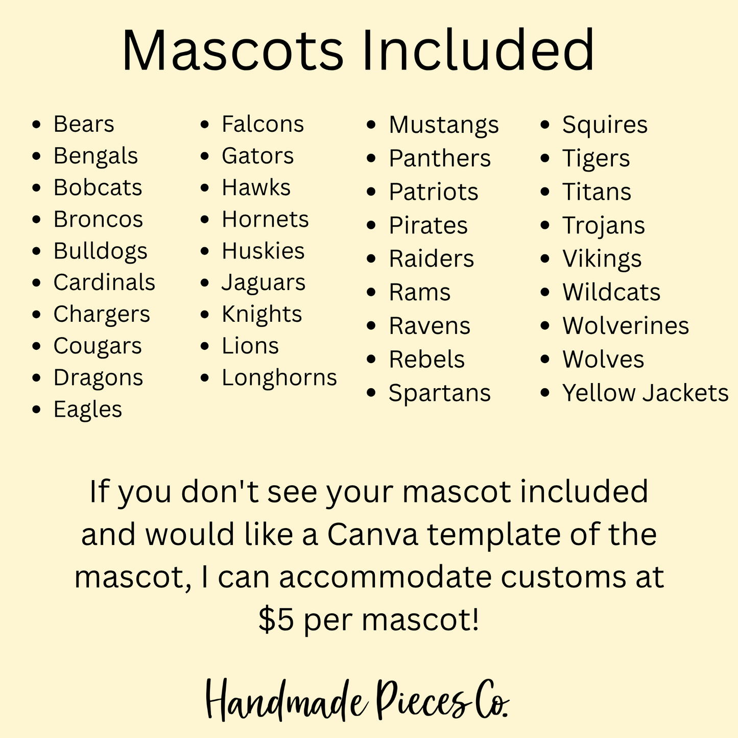 School Mascot Design Bundle - Varsity Arched Letters, Canva Template (37 Mascots) - Digital Download