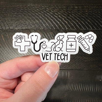 Vet Tech Doodle Icon - Vinyl Sticker