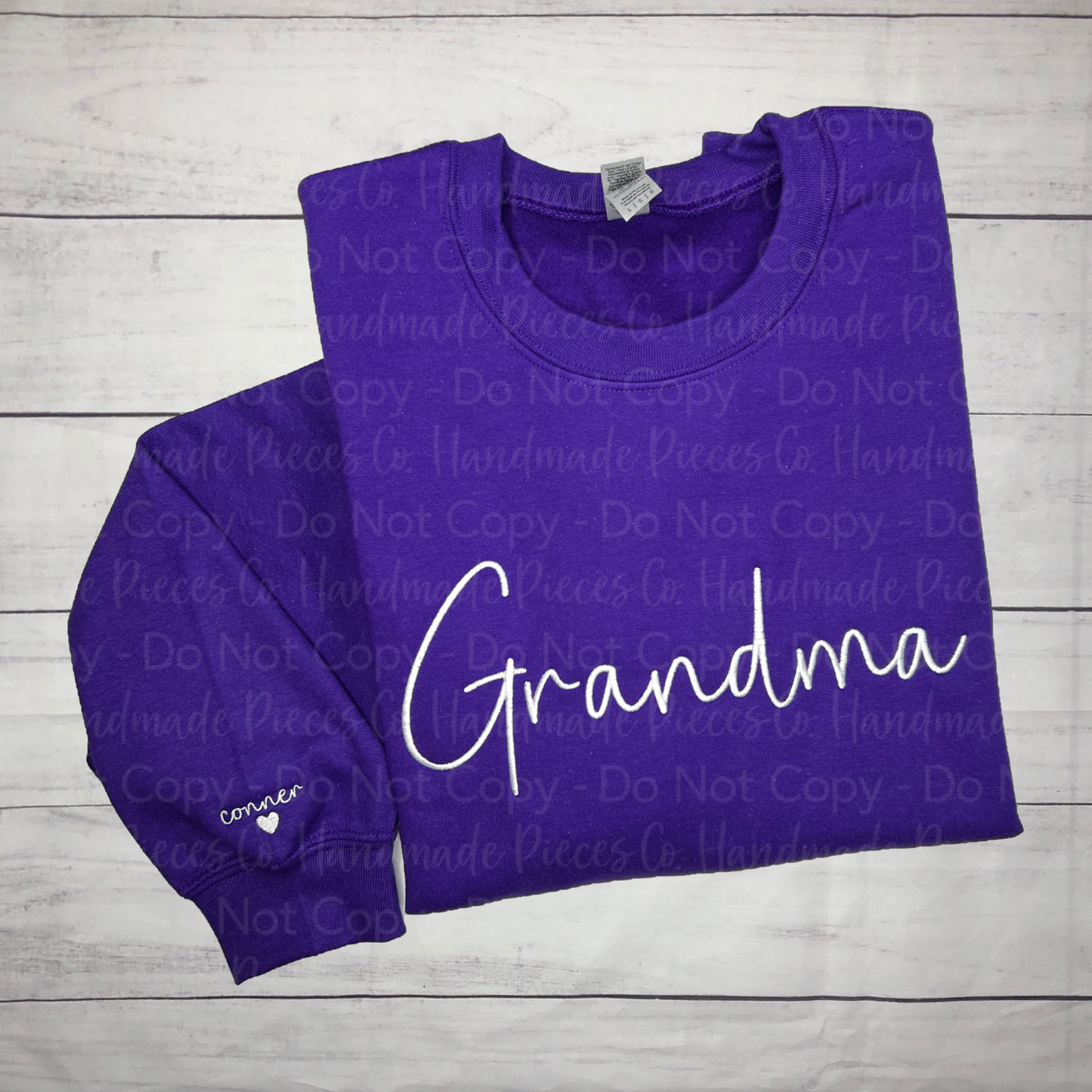 Custom Name with Sleeve Embroidered Sweatshirt or Hoodie - Adult