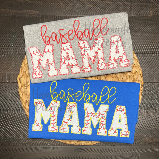 Baseball Mom Embroidered Applique Garment - Adult