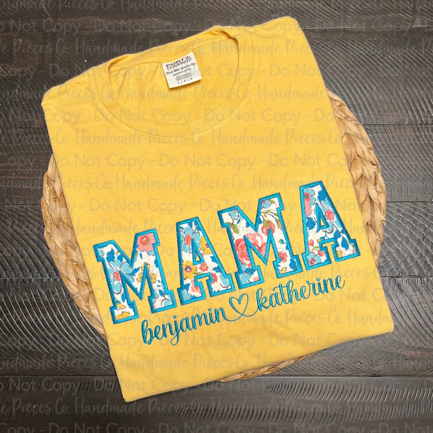 Custom Name Embroidered Appliqué with Script Names, Satin Stitch Garment - Adult