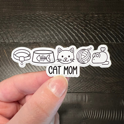 Cat Mom Doodle Icons - Vinyl Sticker