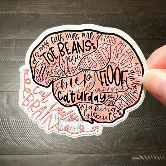 Cat Lady Brain - Vinyl Sticker