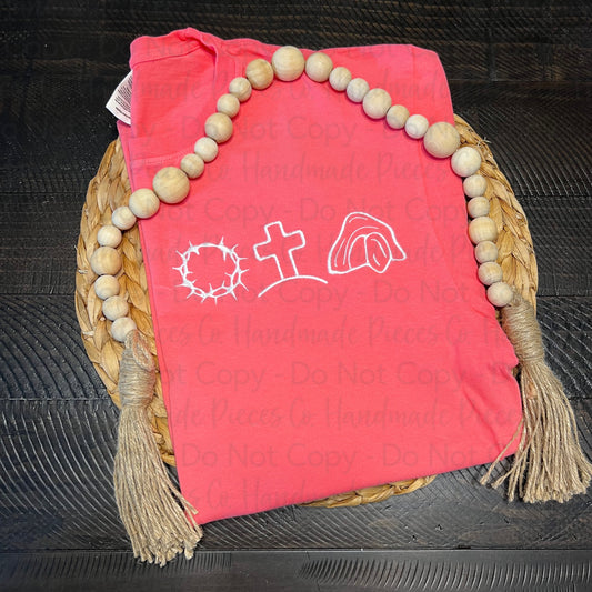 Thorned Crown, Cross, Tomb - Embroidered T-Shirt or Sweatshirt