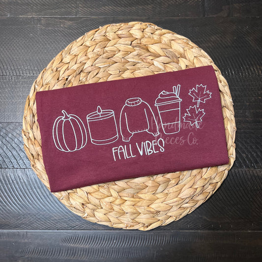 Fall Doodle Icon Embroidered Garment - Adult