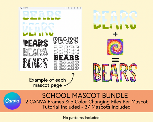 School Mascot Bundle, Canva Template (37 Mascots) - Digital Download