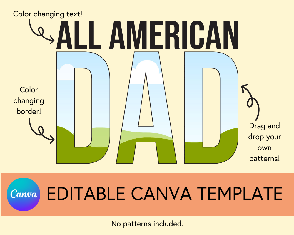 All American Dad Canva Template, Block - Digital Download