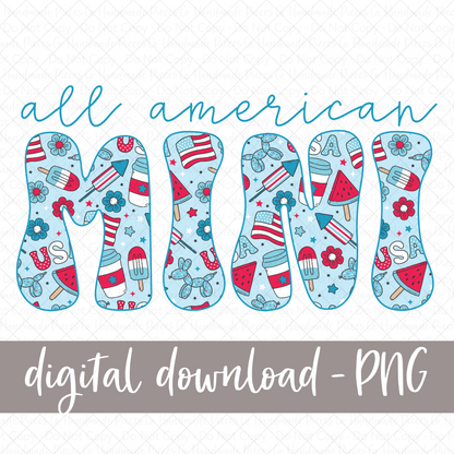 All American Mini, Blue Patriotic PNG - Digital Download