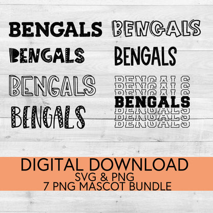 Bengals School Mascot PNG/SVG Bundle - Digital Download