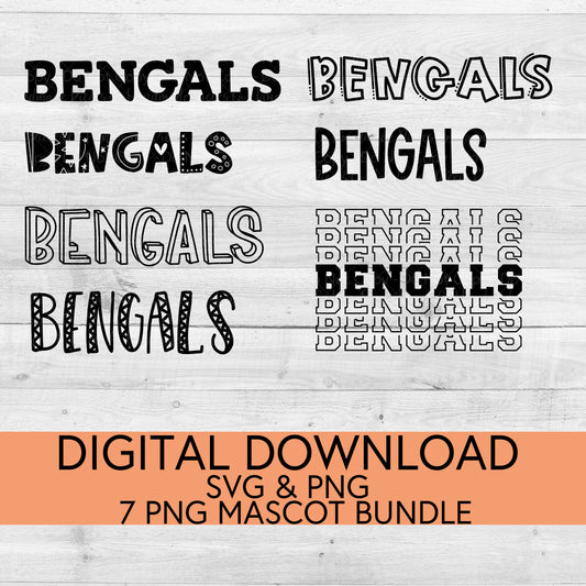 Bengals School Mascot PNG/SVG Bundle - Digital Download