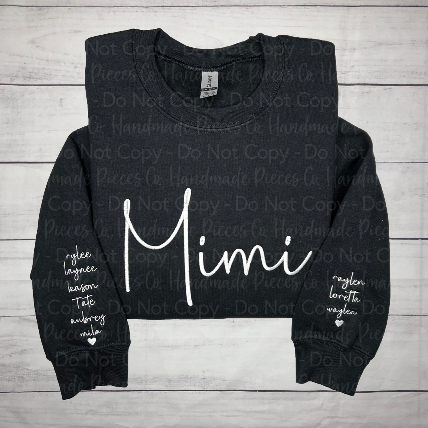 Custom Name with Sleeve Embroidered Sweatshirt or Hoodie - Adult