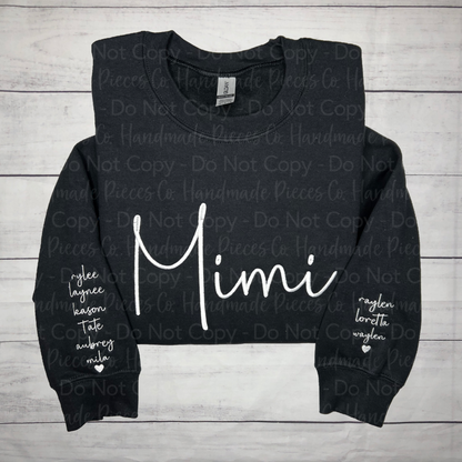 Custom Name with Sleeve Embroidered Sweatshirt or Hoodie - Adult