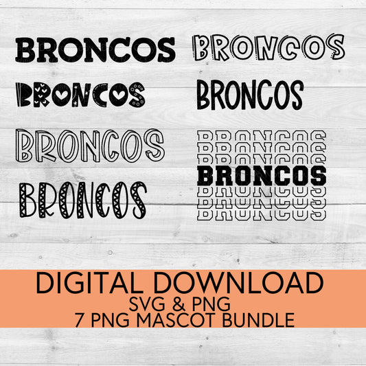 Broncos School Mascot PNG/SVG Bundle - Digital Download