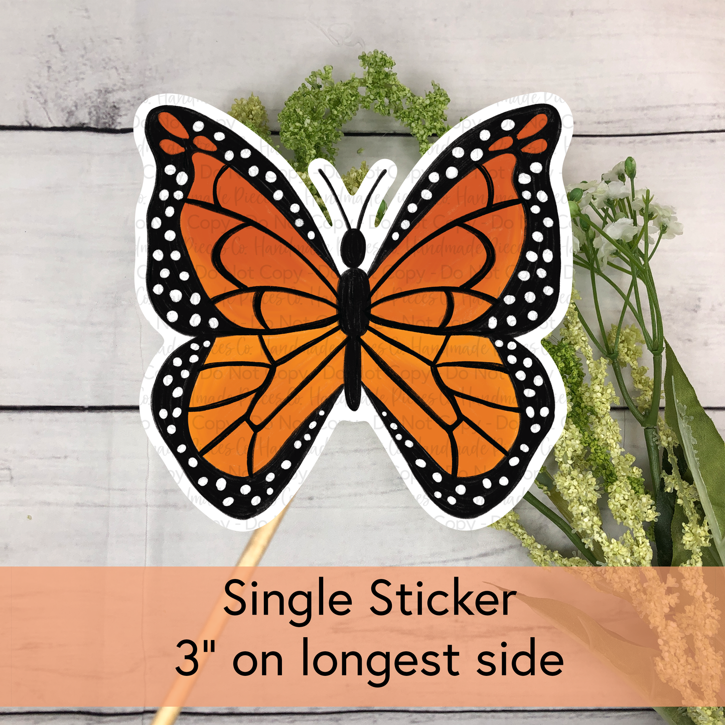 Butterfly, Orange - Vinyl Sticker