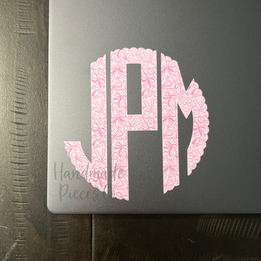 Pink Coquette Bows Monogram - Vinyl Decal