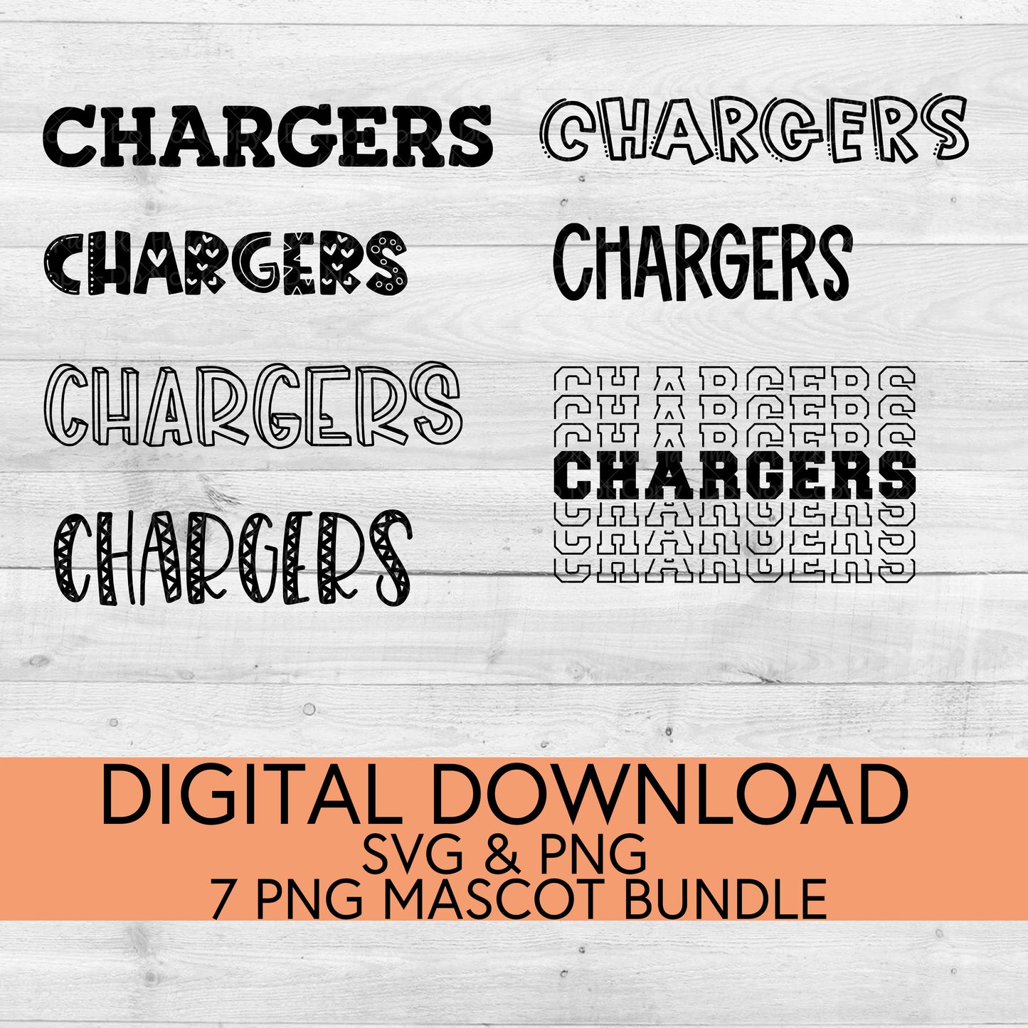 Chargers School Mascot PNG/SVG Bundle - Digital Download