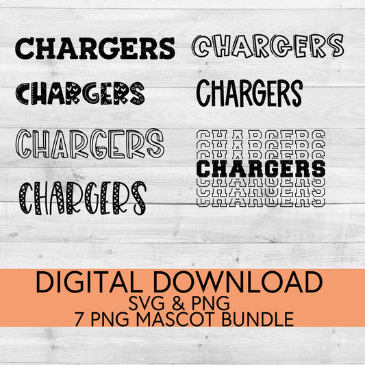 Chargers School Mascot PNG/SVG Bundle - Digital Download
