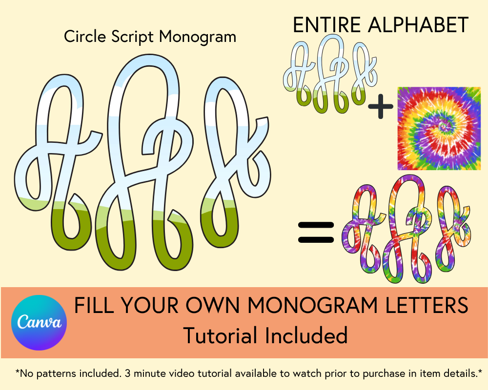 Fillable Canva Circle Script Monogram Set - Digital Download