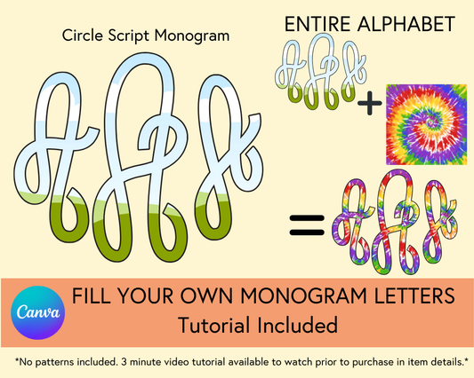 Fillable Canva Circle Script Monogram Set - Digital Download