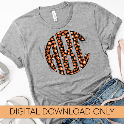 Leopard Monogram, Orange and Black - Multiple Styles - Digital Download