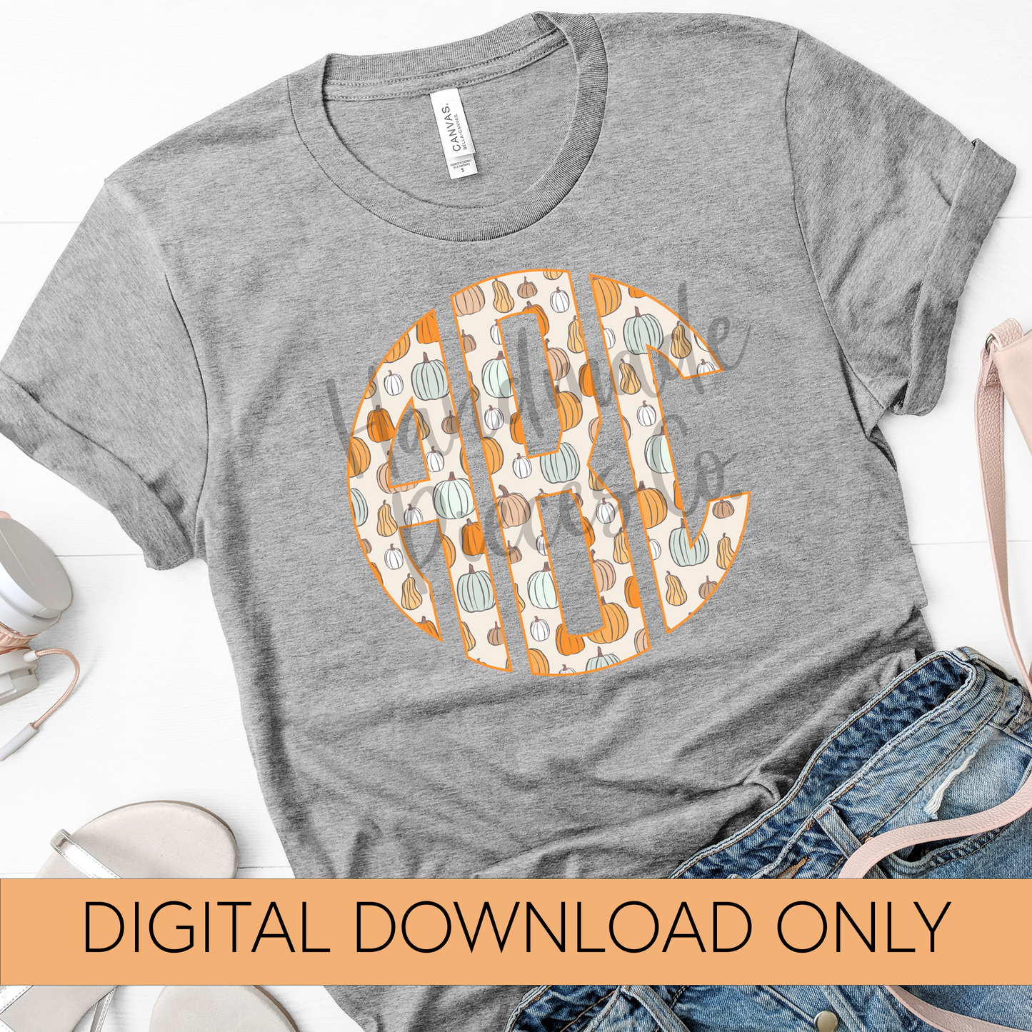 Colorful Pumpkins Monogram - Multiple Styles - Digital Download