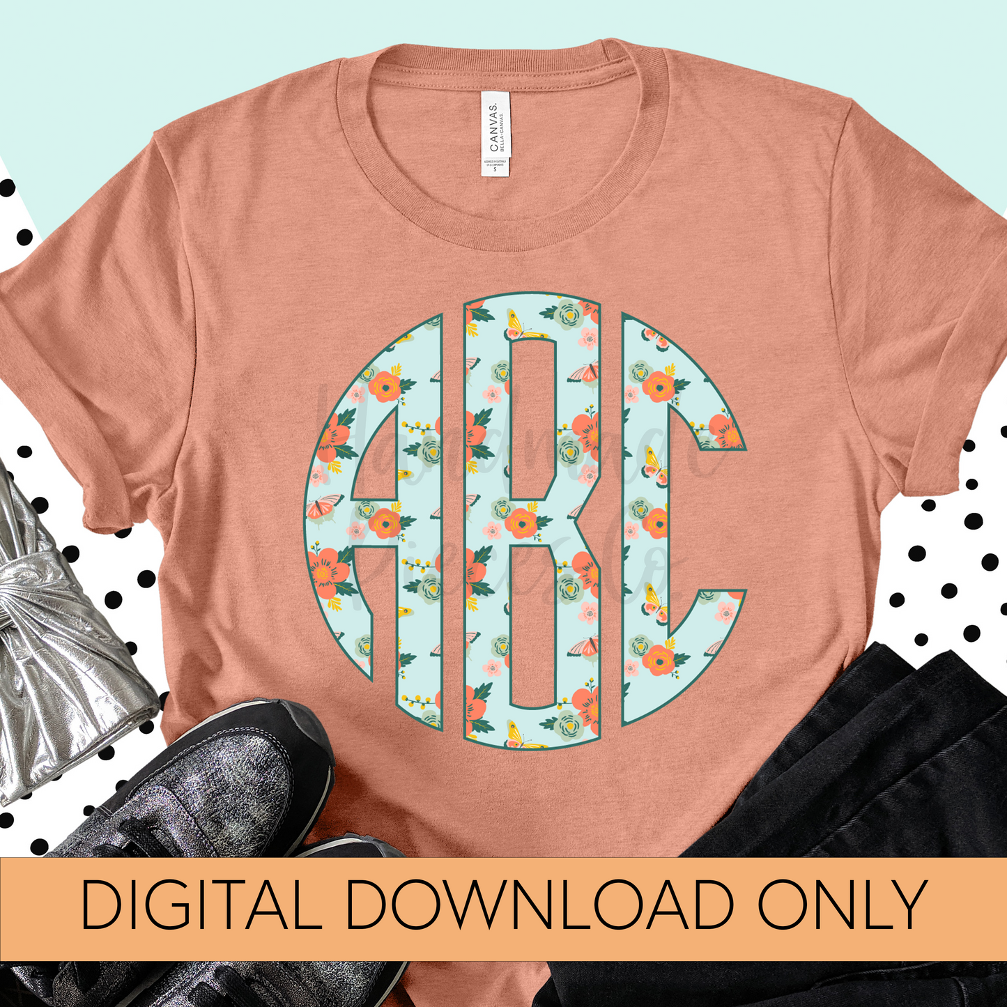 Blooms and Butterfly Monogram - Multiple Styles - Digital Download